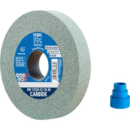 Image of PFERD Sanding Disc 125 x 20 x 32 mm, Carbide, Grain Size 80, Silicon Carbide, 39009723 - Sanding Disc for Working Hard Materials with Integrated Reducing Sleeves (25/20/16 mm)