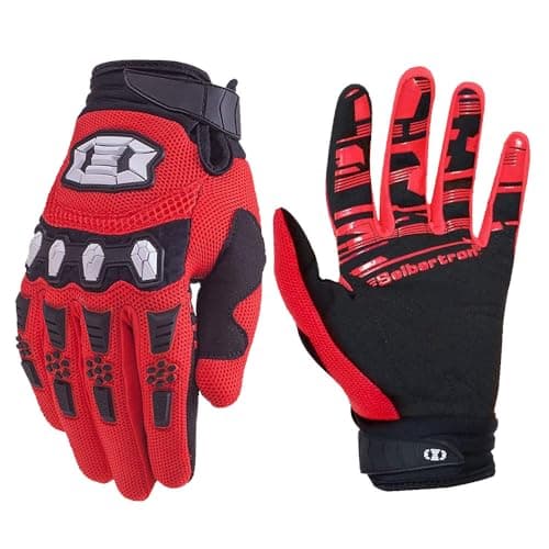 Image of Seibertron Unisex BMX MX ATV MTB Racing Mountain Bike Bicycle Cycling Off-road/Dirt bike Gloves Road Racing Motorcycle Motocross Sports Gloves Touch Recognition Full Finger Glove Red L