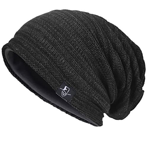 Image of VECRY Mens Slouchy Knit Oversized Beanie Skull Caps Artistic Hats (Grey)