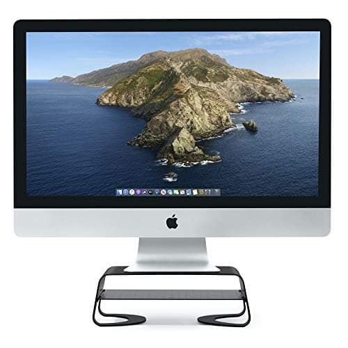 Image of Twelve South Curve Riser Monitor Stand | Ergonomic desktop stand with storage shelf for iMac and Displays, matte black