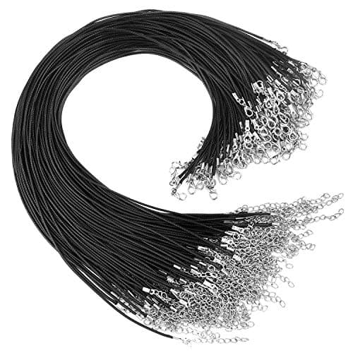 Image of TUPARKA 120 Pcs Waxed Necklace Cord with Clasp Black Necklace Cord for Necklace Bracelet Jewelry Making