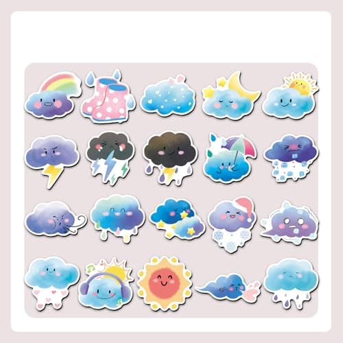 Image of Weather Refrigerator Magnet 20 Pcs Funny Aesthetic Cartoon Weather Symbol Soft Magnetic Fridge Magnets for Whiteboard Boys Girls Kitchen Home Locker School Office Classroom Decoration