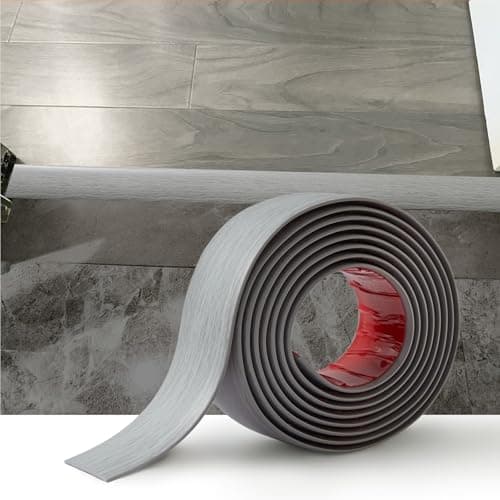 Image of 2M PVC Floor Transition Strip Laminate Floor Cover Strips Self Adhesive PVC Floor Door Divider Strip Flat Laminate Profile Flooring Edge Trim Joining Strip Door Bar(4cm,Light Grey Wood Grain)