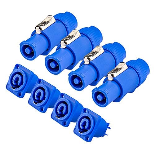 Image of 4 Packs Powercon Connectors, Nac3mpa Powercon Plug Adapter to Panel Mount, Male Connector to Edison