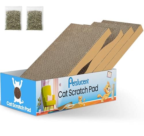 Image of Petslucent Cat Scratching Board - 4PCS Cat Scratcher with Box, Large Size Cats Scratching Pad Easy for Cats to Scratch, Corrugated Cardboard kitten Scratchers Lounge for Indoor Kitty to Rest and Play