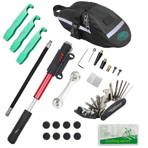 Image of CHUMXINY Bike Repair Kit, 16-in-1 Bike Repair Tool, 120Psi Mini Bicycle Pump, Tire Patch Kit for Mountain and Road Bikes