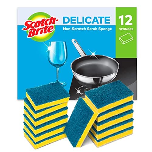 Image of Scotch-Brite Delicate Non-Scratch Scrub Sponge, 12 Pieces - Ideal Everyday Washing up Sponge for Kitchen, Bathroom, and Household, use on Non-Stick Cookware and Glass
