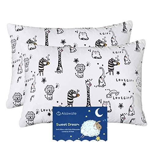 Image of Baby Toddler Pillowcase, Cot Bed Pillow Pair Cases 40 x 60cm, 2 Pack 100% cotton Pillow Cover for Boys Girls Kids Bedding, Envelope Closure Machine Washable Travel Pillow Pillowcase
