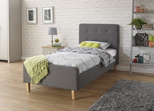 Image of GFW Ashbourne 3FT Single Fashion Grey Fabric Slatted Bed Frame