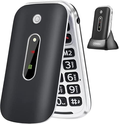 Image of Melefon 4G Folding Mobile Phone for Seniors, Unlocked Mobile Phone with Large Buttons 2.4 Inch Screen Colour Display, SOS Emergency Button Charging Station, 1350 mAh Battery with Long Standby Time