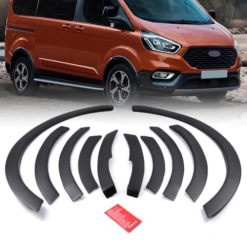 Image of ROBUST 10 Pcs Wheel Arch Protection Cover Trim Set Abs Black Fender Flares For Ford Transit Custom 2018 Onwards