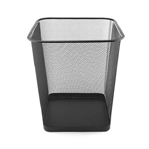 Image of D.RECT Metal Mesh Waste Bin 18L – Black Rubbish Bin for Office, Bedroom & Home – Durable Steel Frame, Breathable Mesh, Leak-Proof Bottom – Ideal for Paper, Plastic & General Waste