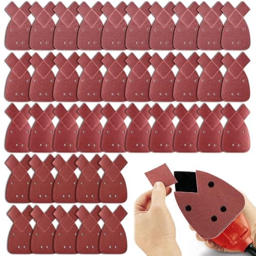 Image of 40PCS Black and Decker Mouse Sander Pads,Mouse Sander Pads Assorted Sanding Pads 40/60/ 80/120 Grits with Extra 2 Tips for Replacement,4 Holes Sanding Sheets Fit Black and Decker Detail Palm Sander