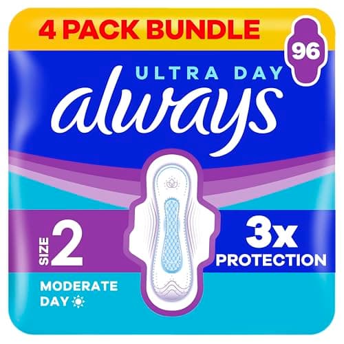 Image of Always Ultra Sanitary Towels Long (Size 2) Wings X 24 Pads, Super Absorbent and Ultra Thin, for Menstrual Periods 24 x 4