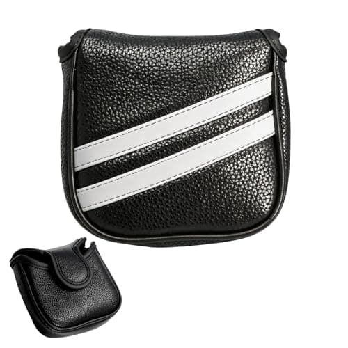 Image of Golf Putter Head Covers with Magnetic Closure, Fit for Odyssey Putter Covers and Most Golf Club Head Covers, Square PU Leather Mallet putter headcover Black