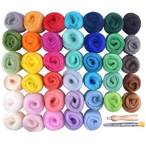 Image of TUPARKA Felting Wool Roving Wool Felting Supplies Wool Roving Felting Basic Kit for Needle Felting Wool DIY Craft Beginners 40 Colors