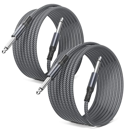 Image of Elebase Guitar Lead 3M 2Pack,1/4 inch Electric Guitar Cable Mono 6.35mm TS to TS Instrument Amp Cord,Quarter inch Jack to Jack Audio Wire Line for Bass,Keyboard,Amplifiers,Speakers,Pedals,Grey