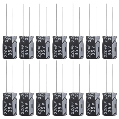Image of ALLECIN 220uF 35V Electrolytic Capacitor 8x12mm 220 uF MFD 35 Volt 0.32x0.47in Aluminum Capacitors (Pack of 15)