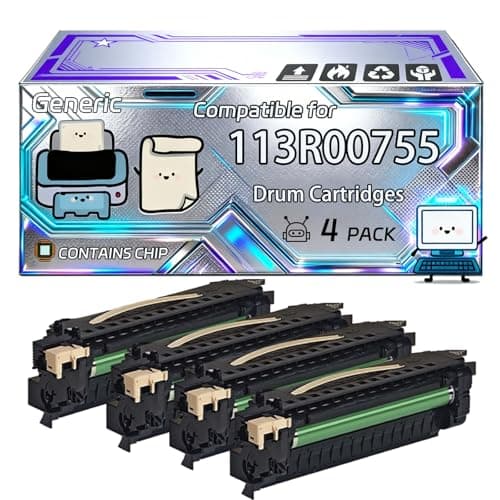 Image of 113R00755 Drum Cartridges Compatible for Xerox WorkCenter 4260V/S 4260V/XF 4260V/X 4260 Printers, With Chip, 90000 Pages, Vibrant Colours (4 Pack Black)