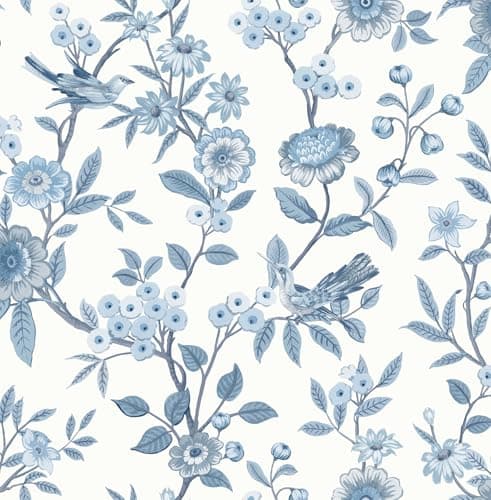 Image of Fine Decor FD43447 Eleanor Floral Wallpaper, Blue