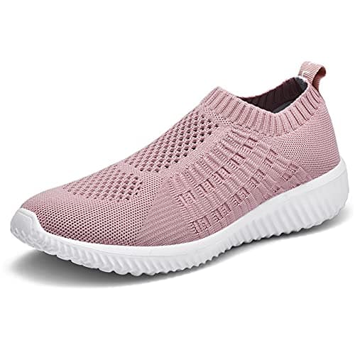 Image of TIOSEBON Women's Slip On Trainers Lightweight Road Running Shoes Breathable Mesh Walking Sneakers Comfortable Ladies Athletic Shoes 4 UK Mauve
