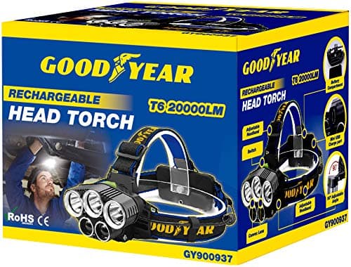Image of Goodyear Head Light Torch Lamp Headlamp LED Rechargeable Flashlight 20000LM for Camping Car Repair Cycling