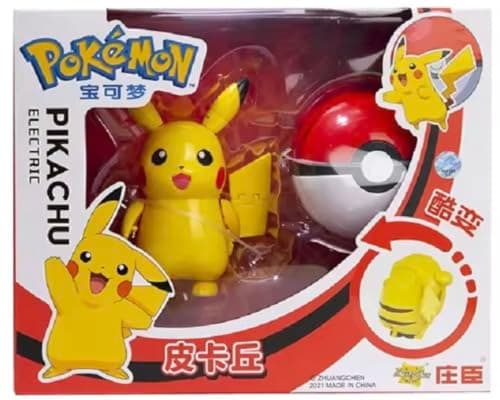 Image of Pokemon | Pokeball Articulated Collectable Figure | 15+ Years | Box Style 1 | Pikachu Standing