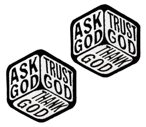 Image of 2 PCS Ask God Trust God Thank God Patch Religious Christian Jesus Badge Tactical Embroidered Hook and Loop Emblem Patch for Jacket Hats Bags Helmets Biker Pants Vests Clothes Uniforms Backpacks Coat