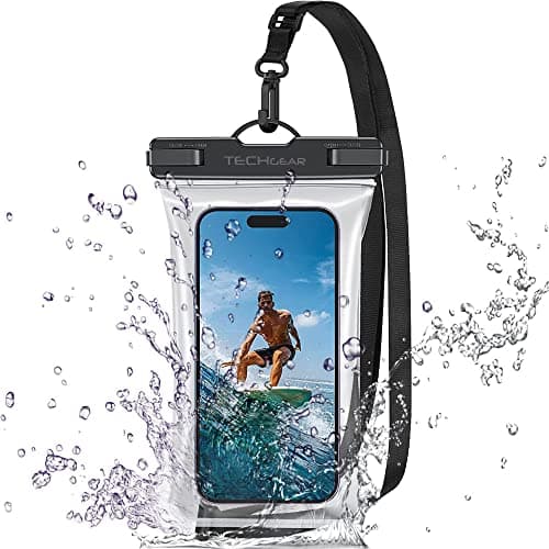Image of TECHGEAR Waterproof Phone Pouch, IPX8 Floating Case for Swimming, Waterproof Phone Bag with Lanyard Compatible for iPhone 17 16e 16 15 14 13, Samsung Galaxy S25 S24 S23 S22+ S21 Ultra A17 A16 A36 A55