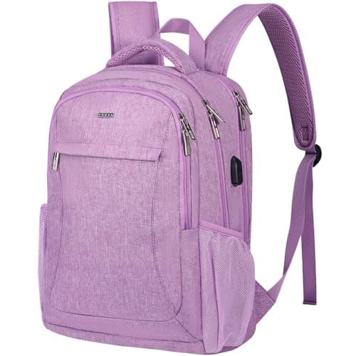 Image of Voova Travel Laptop Backpack for Women & Men, Lightweight Business Rucksack Work Bag with USB Charging Port, Anti Theft Backpack Waterproof Slim School Rucksack Fits 15.6 Inch Laptop, Purple
