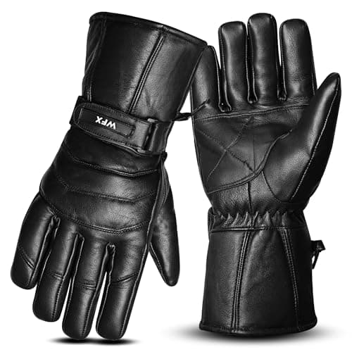 Image of WFX Motorbike Motorcycle Gloves Thinsulate Heavy Duty Waterproof Winter Thermal Inner Leather Riding Gloves Windproof Heating Gloves Men Women Outdoor Cycling Sports Bike (Black, M)