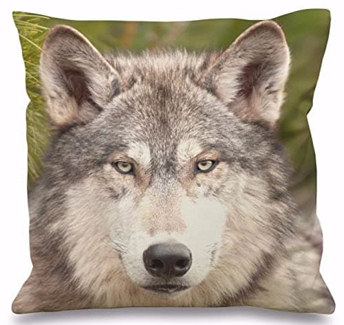 Image of Digital Printed Cushion Covers 45 x 45cm Realistic Animal Print Strong Nylon Zip Washable Decorative Throw Square Pillow Cover [Wolf]