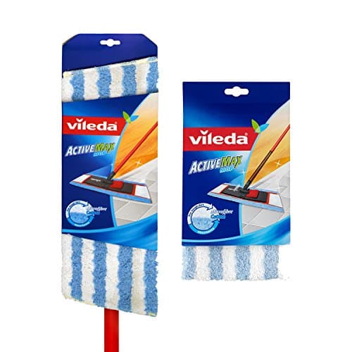 Image of Vileda Active Max Flat Mop with Extra Microfiber Refill, Red