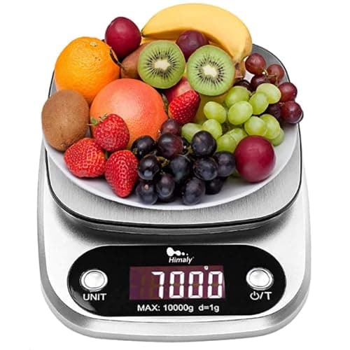 Image of 10kg Digital Kitchen Scale Tare Function & Auto Off Premium Stainless Steel for Multifunctional Cooking Food Scale with Backlit LCD Display Premium Food Weight Kitchen Scales Built-in Battery, Sliver