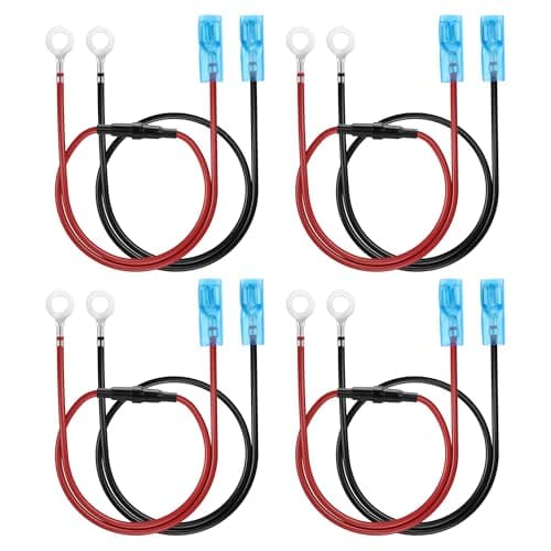 Image of CERRXIAN 4 Pairs 6.3mm Female Spade Crimp Terminal to M6 O Ring Terminal Cable,18awg 6.3mm Quick Female Spade Wire to O Ring Terminal Cable-0.6M/2FT