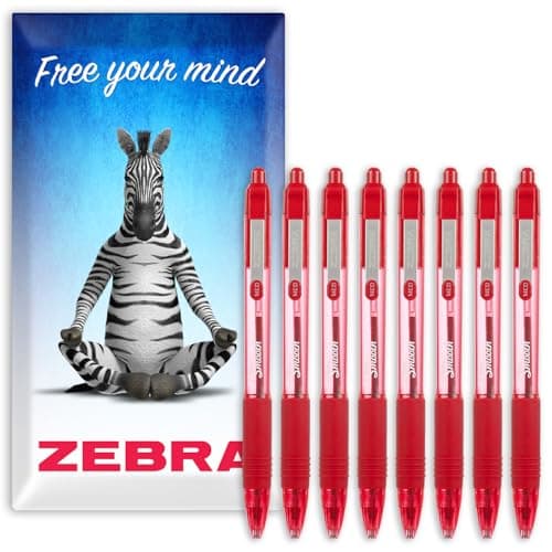 Image of Zebra Z-Grip Smooth Retractable Ballpoint Pen - 1.0mm Nib - Pack of 8 - In Envelope Gift Packaging (Red)