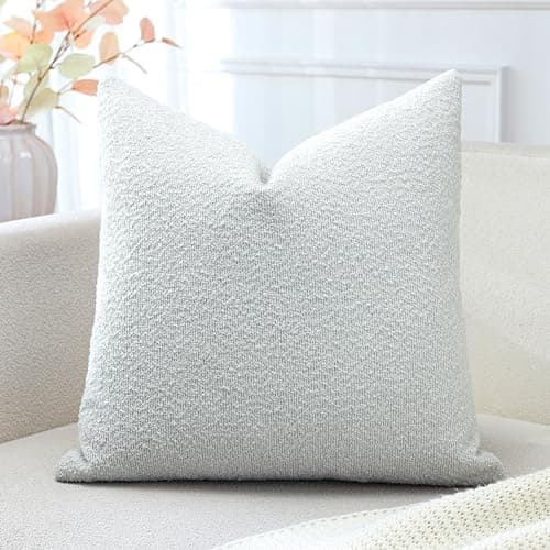 Image of Artscope Pack of 1 Textured Boucle Cushion Covers Square Pillow Cases Cozy Soft Decorative Couch Pillow Covers for Chair Sofa Bedroom Living Room Home Decor 50x50cm, Silver Grey