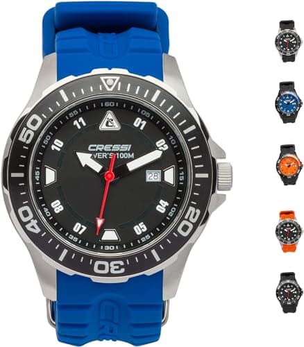 Image of Cressi Unisex Manta Dive Watch, Silver/Black/Blue, One Size