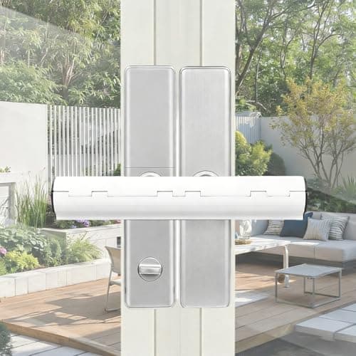 Image of Patio Door Security Lock, 13 inch Professional Patlock for Patio Doors, French Door Security Lock for Double Handles Doors,Conservatory Door Safety Locks,Visible Anti-Intruder Deterrent (White 1)