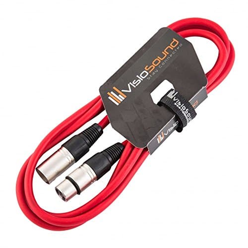 Image of VisioSound Male to Female XLR Mic Lead/Balanced Microphone/Mic Patch Cable / 7 Colours 2m Red