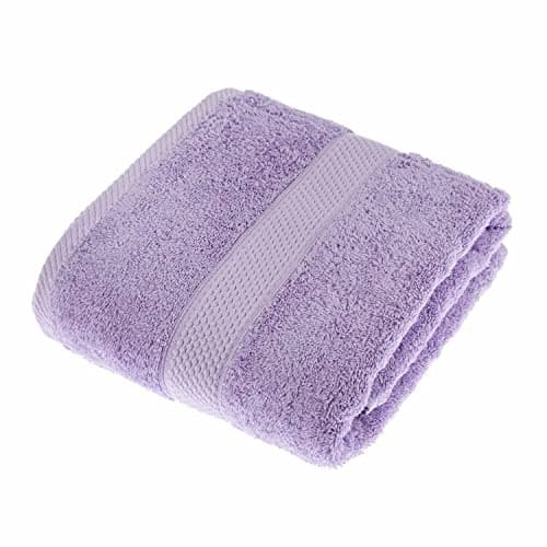 Image of HOMESCAPES Lilac Turkish Cotton Bath Towel Super Soft Thick & Absorbent 500 GSM Towel Heavy Weight for everyday Luxury