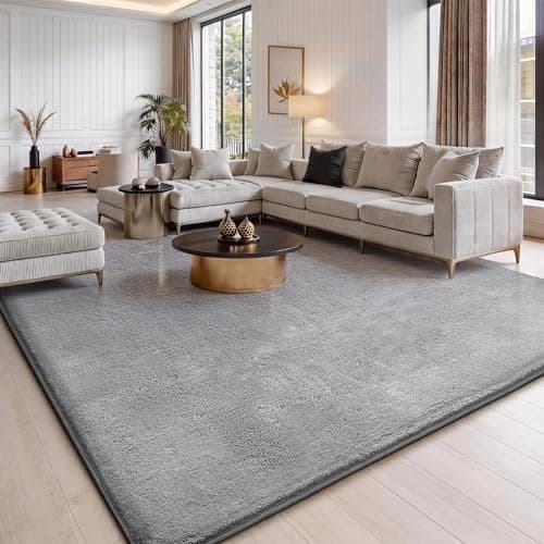 Image of Jungsang Fluffy Rugs Living Room, 140x200cm Soft Shaggy Carpet Rugs for Bedroom, Machine Washable Anti Slip, Non Shedding Modern Indoor for Dorm Teens Room Decor, Light Grey
