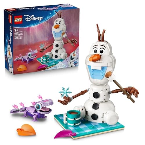 Image of LEGO | Disney Frozen Olaf and Bruni's Picnic Fun Toy - Snowman Figure w/a Picnic Blanket & Accessories - DIY Bedroom Decor - Gift for 7+ Year Old Girls & Fans - 43287