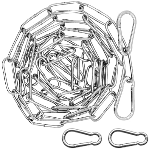 Image of 2 Rolls Stainless Steel Chains, Metal Chain Link, Heavy Duty Chains, 3mm x 2m Welded Gate Security Chain Lock for Outdoor, Indoor, Fence, Gate, Door, Bike, Bicycle, Swing, with 4 Safety Locks