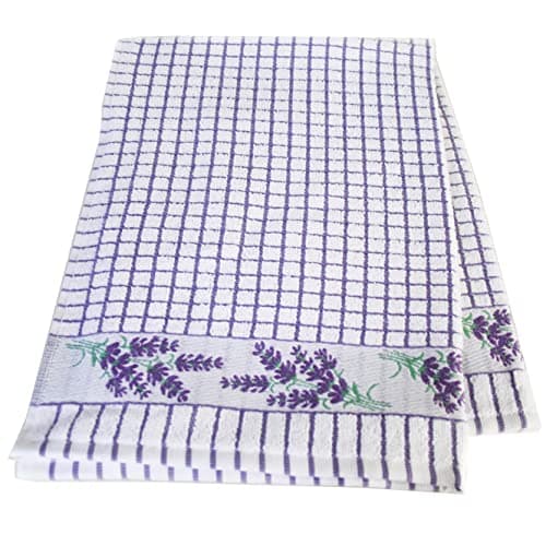 Image of Samuel Lamont & Sons Poli-dri Jacquard Tea Towel Lavender, Size 50cm x 70cm, 100% Cotton Terry Towelling, Ultra-absorbent & Super Soft, Machine washable, Purple, One Size
