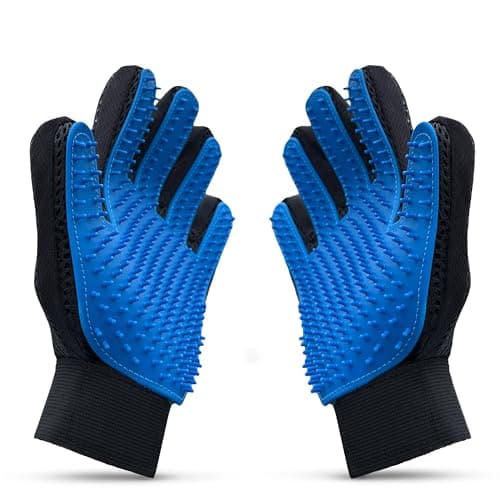 Image of Pet Hair Removal Glove – Grooming Gloves for Dogs & Cats | Cat Brush & Dog Hair Remover for Bath Shedding | Deshedding Mitt with 260 Silicone Tips for All Fur Types | 1 Pair (Blue)