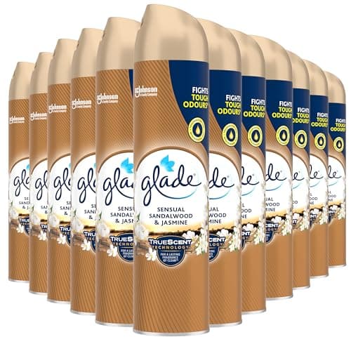 Image of Glade Air Freshener, Aerosol Room Spray, Sandalwood & Jasmine, Pack of 12 (12 x 300ml)