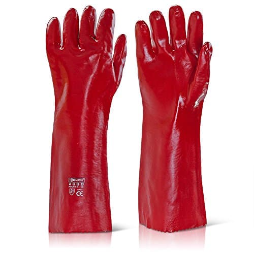 Image of PVC GAUNTLET OPEN CUFF 18 INCH RED