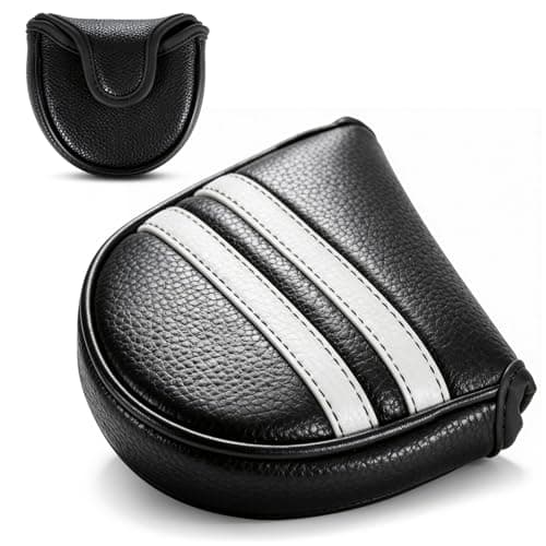 Image of Black Putter Head Covers Golf Club Head Covers Mallet Putter Headcover Half Round Golf Putters Headcover for Golf Headcovers Magnetic Closure Applies PU Leather for Odyssey Putters Covers