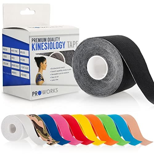 Image of Proworks Kinesiology Tape | 5m Roll of Elastic Muscle Support Tape for Exercise, Sports & Injury Recovery - Black